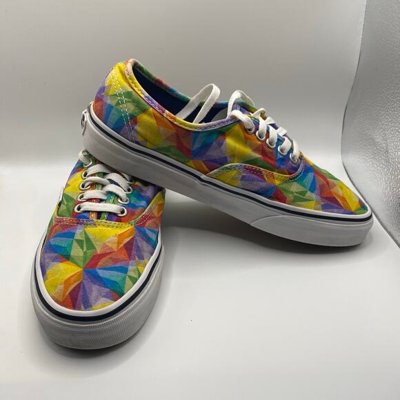 Vans Era Low Top Sneakers Rainbow Geometric Prism Multicolor Canvas M7 W8.5 - Picture 3 of 8